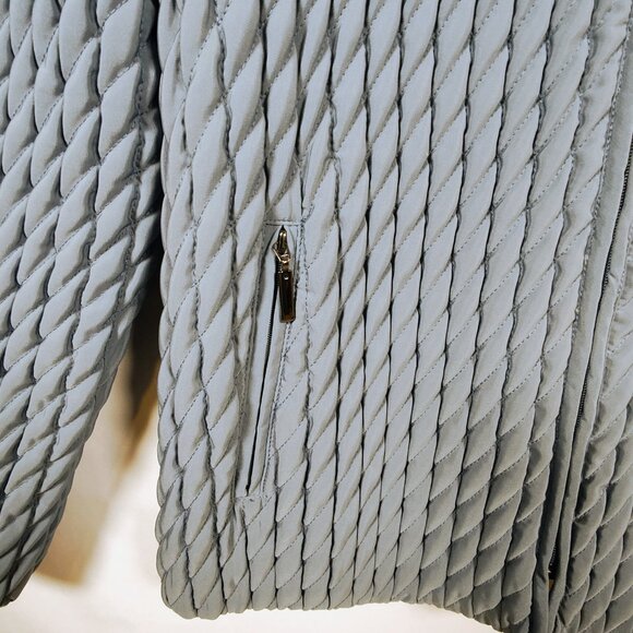 Gallery Women's Medium Quilted Sea Blue Full Zipper Jacket - Picture 4 of 11